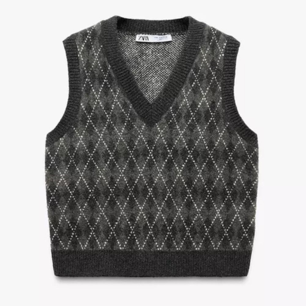 Zara Argyle Sweater Vest